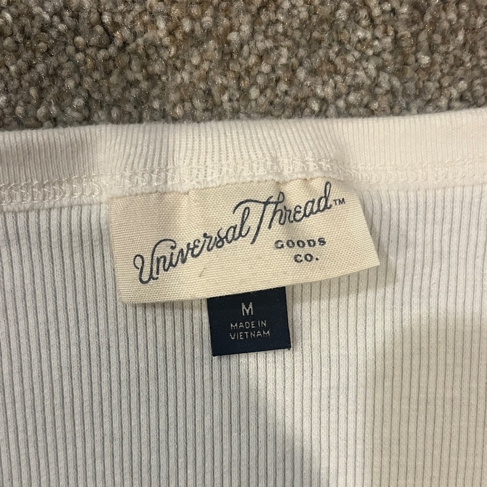 Women's Universal Thread Cream Button-Up Ribbed Top - Picture 2 of 4